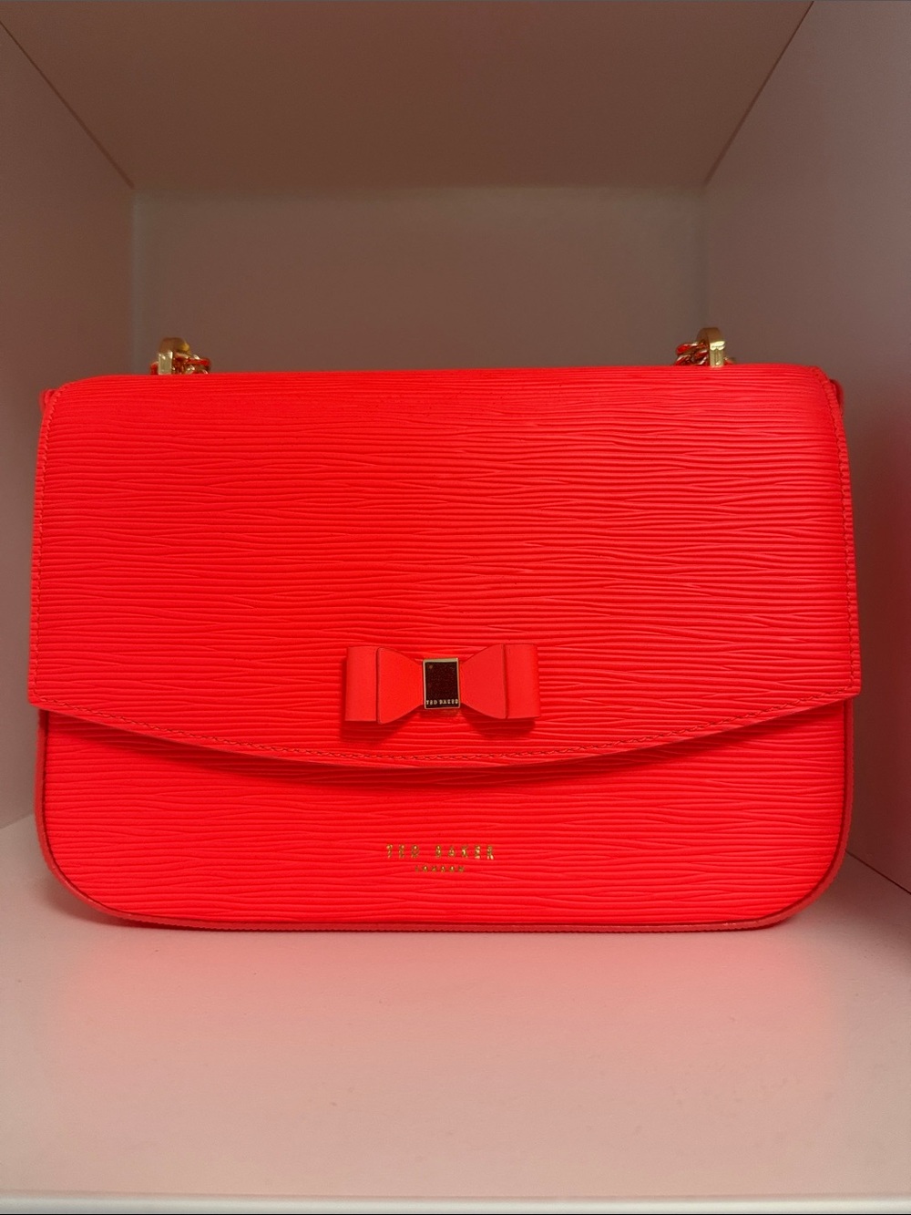 Ted Baker Neon Red Textured Bow Crossbody